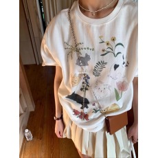 批发官图 21支纯棉210克100%棉卡通兔子印花宽松短袖T恤女