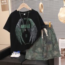 批发痞帅<b class='q'>男</b>童黑<b class='q'>色</b><b class='q'>短</b>袖<b class='q'>t</b><b class='q'>恤</b>翅膀2026新款儿童夏季半袖上衣炸街纯棉短袖