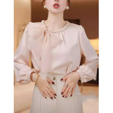 批发法式浪漫蝴蝶结<b class='q'>长袖</b><b class='q'>衬衫</b>女2026春季新款百搭气质精致显瘦<b class='q'>衬衣</b>上衣