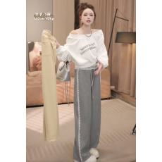 批发晓溪服饰韩版套头显瘦印花字母<b class='q'>卫衣</b>+阔腿裤高腰休闲裤透气卫
