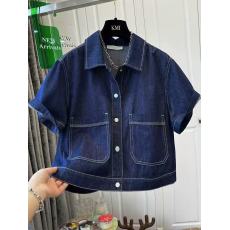 批发复古深蓝色<b class='q'>短</b>袖牛仔<b class='q'>外套女</b>薄款春夏休闲显瘦小个子翻领<b class='q'>短</b>款上衣