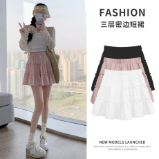 批发2024蛋糕蓬蓬短裙夏季新款小个子高腰显瘦半身裙甜美<b class='q'>防走光</b>