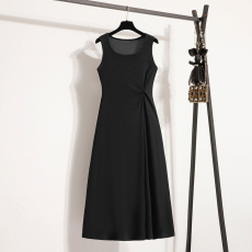 批发实拍大码女装2026新款无袖吊带连衣裙设计感收腰显瘦打底<b class='q'>背心</b>裙子