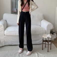 批发<b class='q'>实拍</b> 大码胖mm新款韩版高腰九分休闲牛仔<b class='q'>裤</b>女宽松阔腿直筒<b class='q'>裤</b>