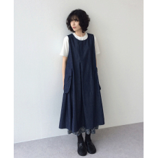 批发韩版  宽松休闲显瘦大口袋牛仔<b class='q'>背心</b>连衣裙 女