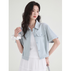 批发薄款<b class='q'>短袖</b>衬衫<b class='q'>外套</b>女2026夏装新款翻领工装开衫亚麻透气小个子上衣