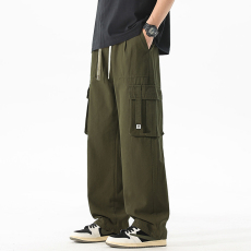 批发实拍2025春夏新款纯棉潮牌工装休闲裤男宽松百搭直筒阔腿裤男