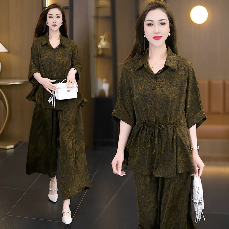 MY9431#夏装新款时尚气质胖妹妹两件套洋气减龄大码女装显瘦套装