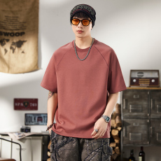 批发实拍2025夏季新款美式潮牌短袖T恤男简约百搭弹力舒适品质圆领t恤