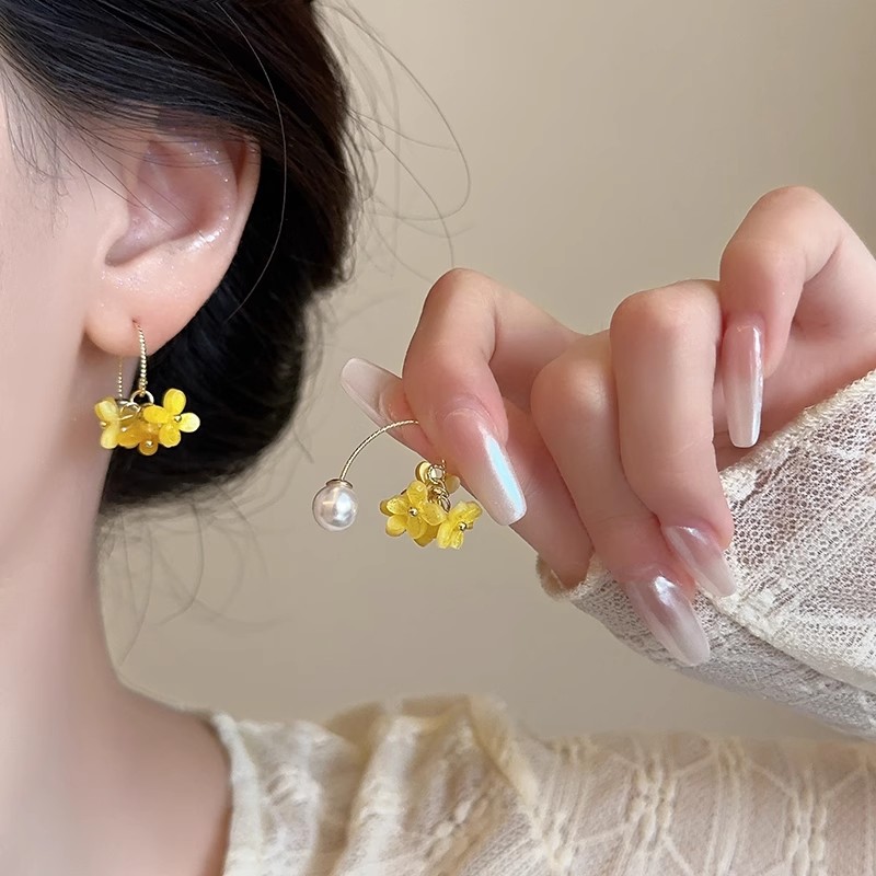 CX13330# 最便宜饰品批发  超仙气质小清新桂花流苏耳环女轻奢小众网红同款花朵耳钉耳饰批发