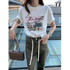 批发官图 21支纯棉210克100%棉短袖T恤女宽松<b class='q'>大码</b>印花
