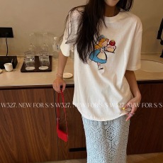 批发官图 21支纯棉210克100%棉短袖T恤女宽松<b class='q'>大码</b>印花