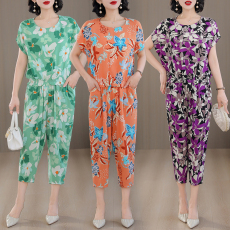 批发2025年实拍绵绸套装夏季短袖大码两件套