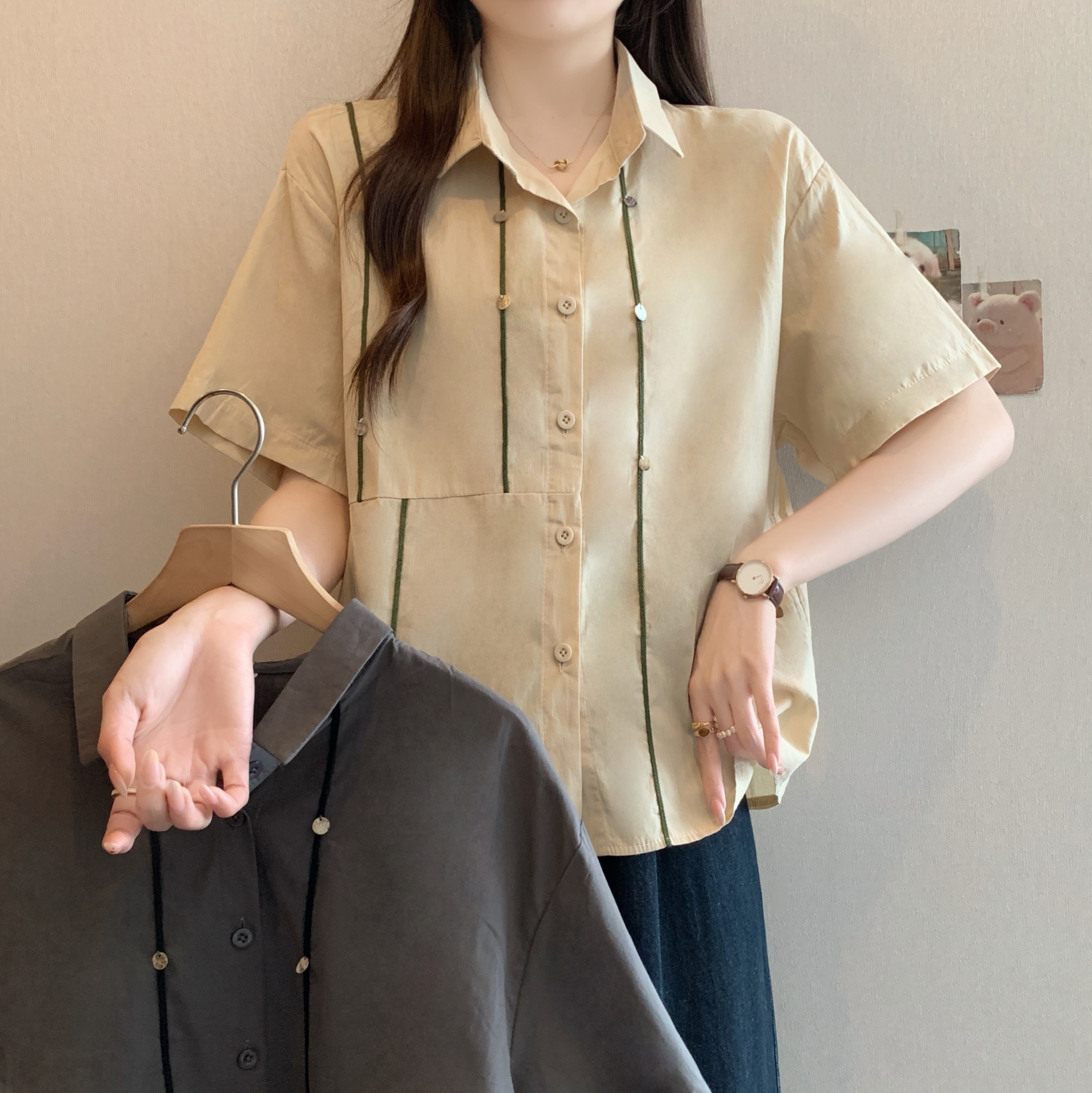 MY6655# 大码女装夏新款清新百搭重工刺绣大码衬衫女裝貨源服裝批發