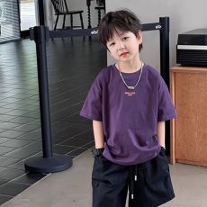 批发儿童短袖<b class='q'>男童</b>女童2025夏季新款潮流拼接T恤中大童韩版宽松帅气