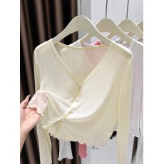 批发冰丝凉感薄纱防晒开衫女披肩夏季配裙子吊带外搭罩衫<b class='q'>透明</b>网纱上衣