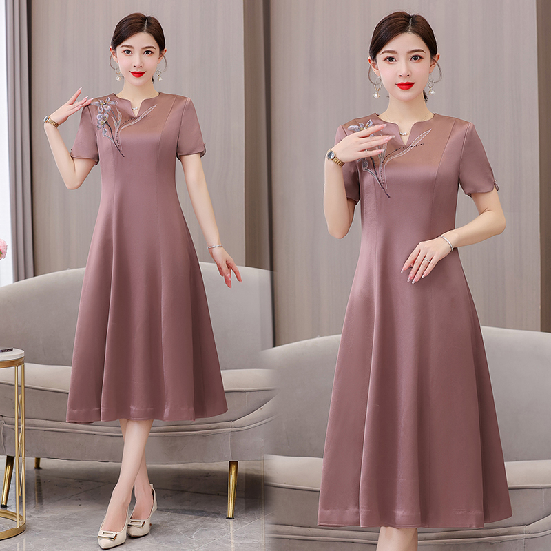 MY5101# 喜婆婆婚宴礼服五一结婚妈妈装年轻高贵旗袍短袖平时可穿女裝貨...