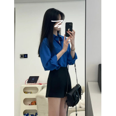 批发纯棉高品质 克莱因蓝色衬衫外套女衬衣法式气质宽松<b class='q'>外</b>搭上衣