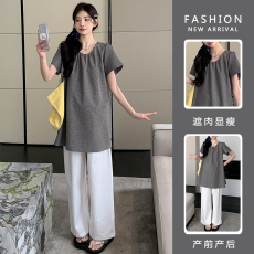 批发实拍现 <b class='q'>孕妇装</b>夏季新品潮妈气质宽松套装 时尚减龄宽松舒适套装