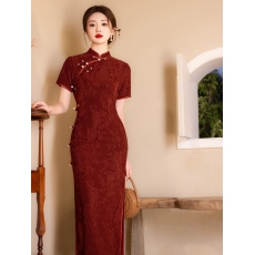 批发敬酒服新娘旗袍2026新款夏季订婚新中式红色<b class='q'>复古</b>结婚礼服连衣裙女