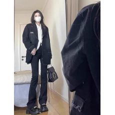 批发小香风中长款<b class='q'>牛仔</b>外套女春秋2025年新款设计感小众百搭西装领大衣