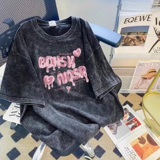 批发美式vintage做旧纯棉大码短袖t恤女夏季宽松水洗黑潮牌<b class='q'>欧美</b>上衣