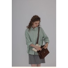 批发Dailyart“条纹心情”莱赛尔条纹台灯刺绣实穿长袖衬衫上衣