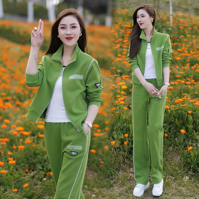 BY356080# 高含棉时髦运动服套装女秋季新款遮肉上衣长裤两件套潮 服裝批發女裝批發服飾貨源