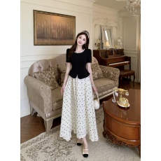 批发实拍 2026夏季新款胖mm法式赫本风短袖收腰显瘦假两件波点长裙