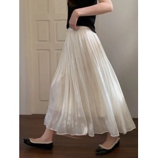 批发初夏流光歌铭高级感流光纱裙夏季新款高腰A字百褶半身裙