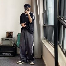 批发美式条纹运动裤子男女潮牌ins束脚休闲宽松阔腿爵士街舞<b class='q'>嘻哈</b>长裤