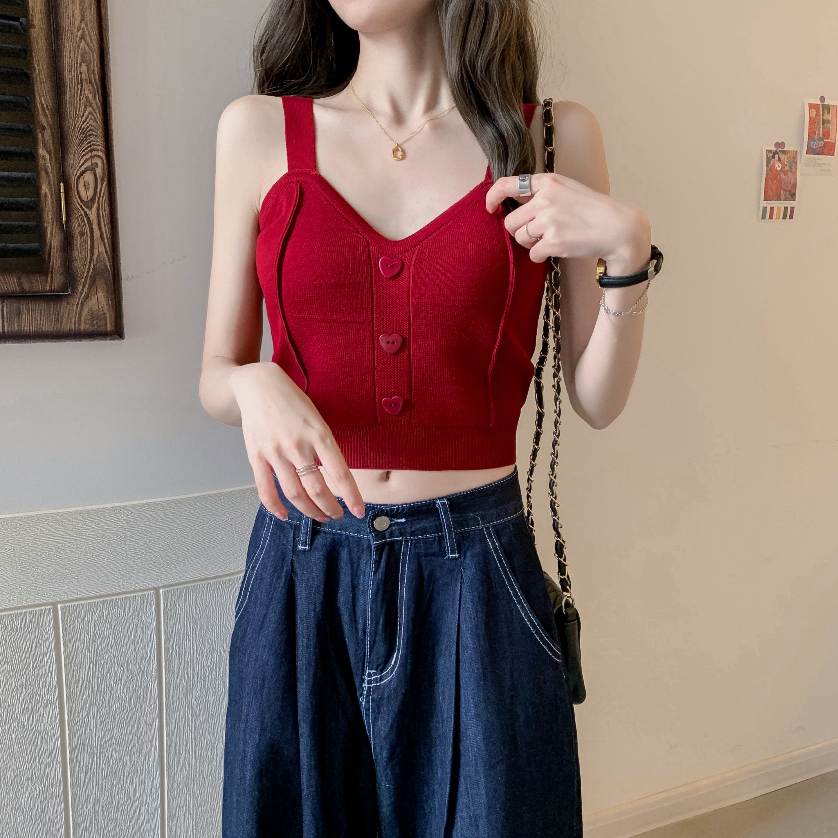 MY5374# 针织吊带背心女外穿夏季时尚新款网红洋气美背内搭短款打底小上衣女裝貨源服裝批發