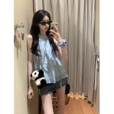 批发法式甜美高级感露肩挂脖衬衫女夏季减龄气质系带<b class='q'>雪纺</b>娃娃衫上衣薄