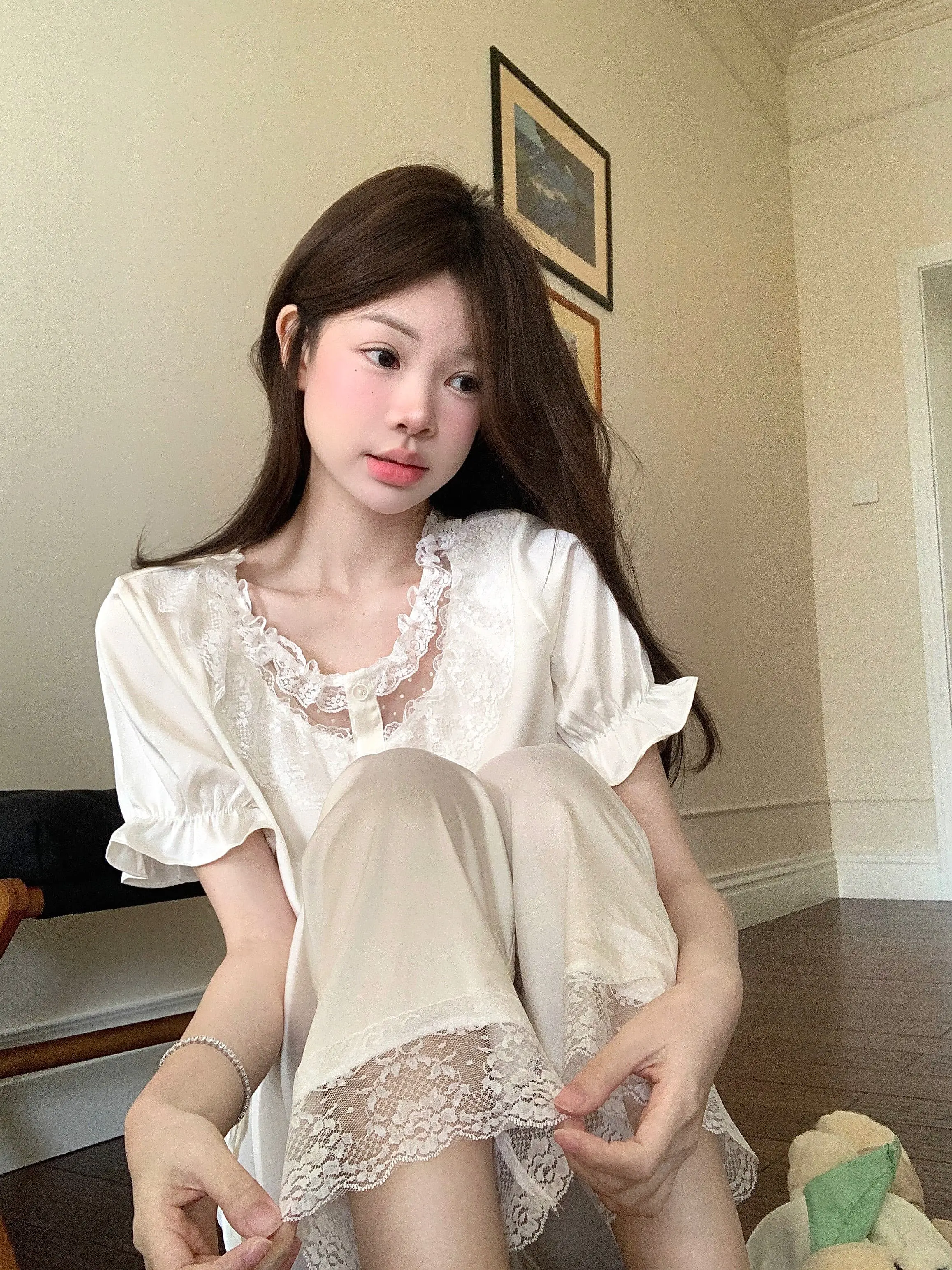 프렌치 섹시 레이스 홈웨어 세트 상세 이미지 2