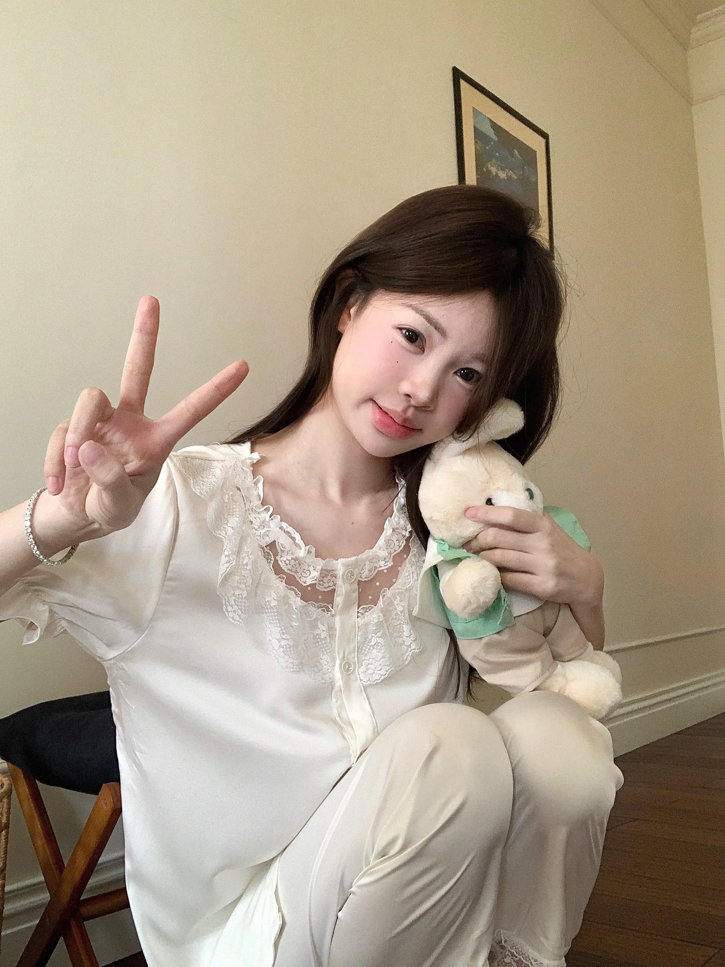 프렌치 섹시 레이스 홈웨어 세트 상세 이미지 9