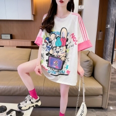 批发| 实拍实价 | 100%纯棉 | 后包领 | 韩版中长款撞色拼接短袖<b class='q'>T</b><b class='q'>恤</b><b class='q'>女</b>