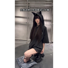 批发纯棉T恤暗黑风连帽T恤男女上衣<b class='q'>情侣</b><b class='q'>春夏</b>恶魔短袖痞帅内搭半袖