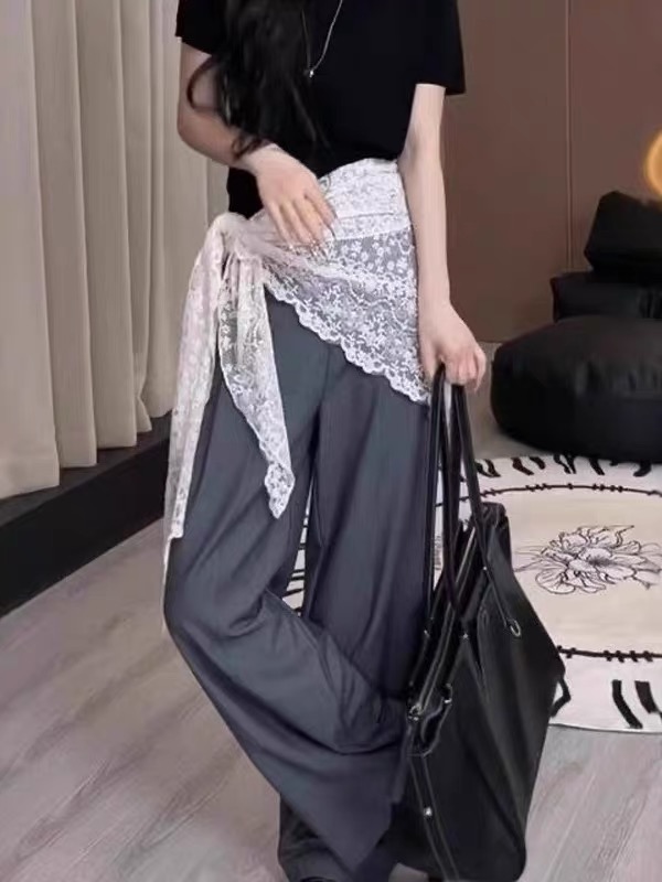 여름 드레스 빅 사이즈 스트랩 하나 슬라이스 한 마디 반신 스커트 여성 202 마이크로 지방 mm 랩스커트팬츠 레이스 스택 착용 슬림해 보이는 거즈 스커트