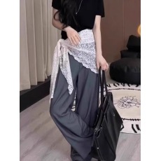 批发夏装大码绑带一片式a字半身裙女202微胖MM屁帘蕾丝叠穿显瘦纱裙