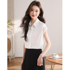 批发实拍设计感通勤简约无袖真丝<b class='q'>衬衫</b>女2026夏新品v领套头垂顺<b class='q'>衬衣</b>