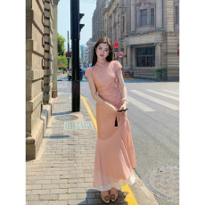 批发新中式国风全包边旗袍<b class='q'>复古</b>改良款立领旗袍女春夏拼接连衣裙