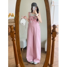 批发实拍2025韩版学生夏装新款油画少女网红休闲<b class='q'>背带裤</b>百搭显瘦阔腿裤