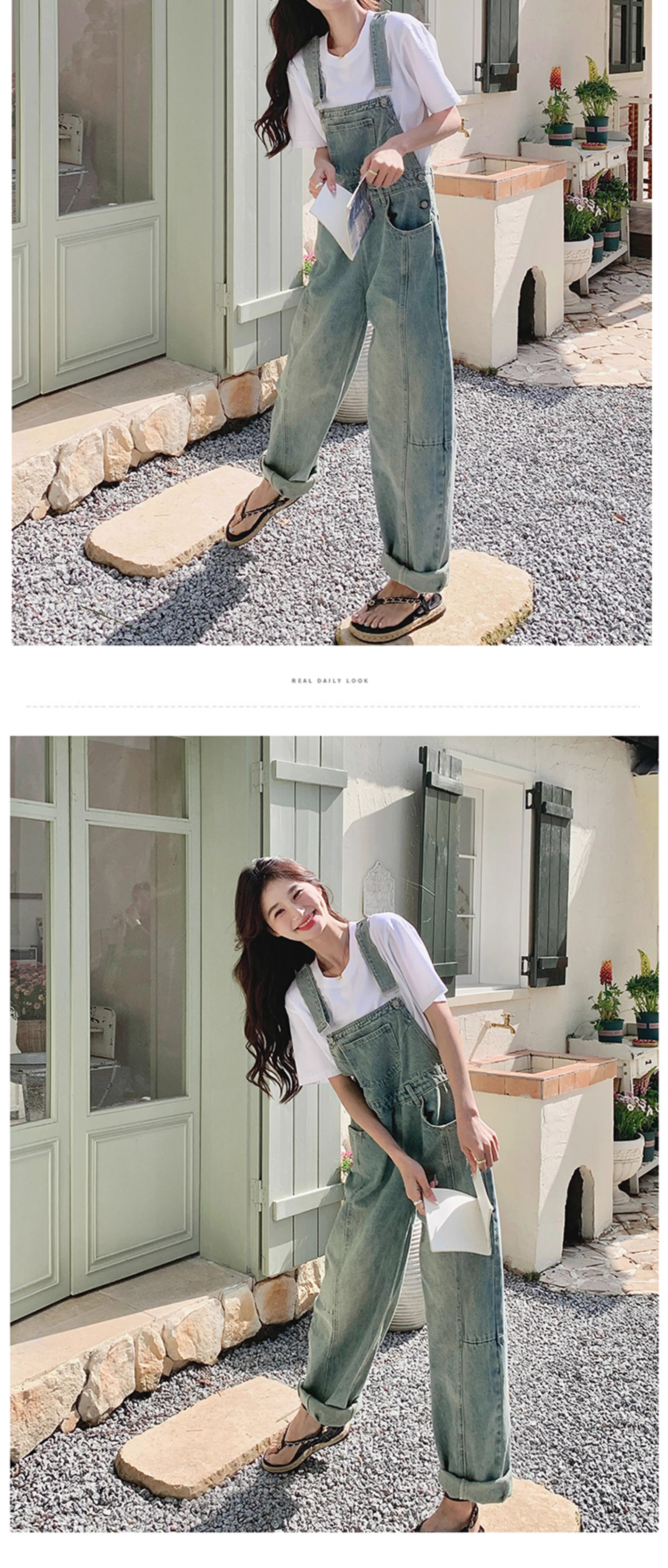 现货美式浅色牛仔背带裤女夏2025新款韩系宽松减龄时尚洋气连体裤