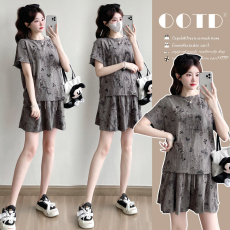 批发实拍  夏装新款时尚洋短袖<b class='q'>T</b><b class='q'>恤</b>+阔腿短裤<b class='q'>孕妇</b><b class='q'>套装</b>两件套