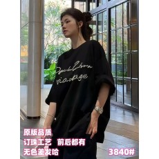 批发『桃子家』徽标珍珠钉珠宽松圆领阔版短袖休闲百搭慵懒中性<b class='q'>T</b><b class='q'>恤</b>女