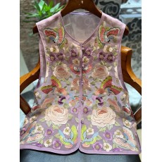 批发新中式国风真丝<b class='q'>欧根纱</b>马甲背心女新款刺绣薄款马夹短外套上衣