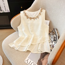 批发2025波西米亚镂空假两件<b class='q'>雪纺衫女</b>夏季新款度假风独特别致<b class='q'>无袖</b>上衣