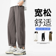 批发100%纯棉工装裤男秋季美式高街宽松长裤束脚休闲裤直筒宽腿裤