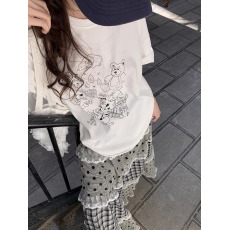 批发韩国<b class='q'>外贸</b>新款时尚 21支纯棉210克100%棉 韩版童趣卡通短袖T恤女