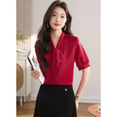 批发实拍2026新款蝴蝶结<b class='q'>衬衣</b>女长袖白色上衣高端时尚飘带真丝白<b class='q'>衬衫</b>女